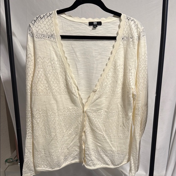 🧶 FRYE Cream Textured Knit Cardigan Sweater – Size L - Picture 1 of 5